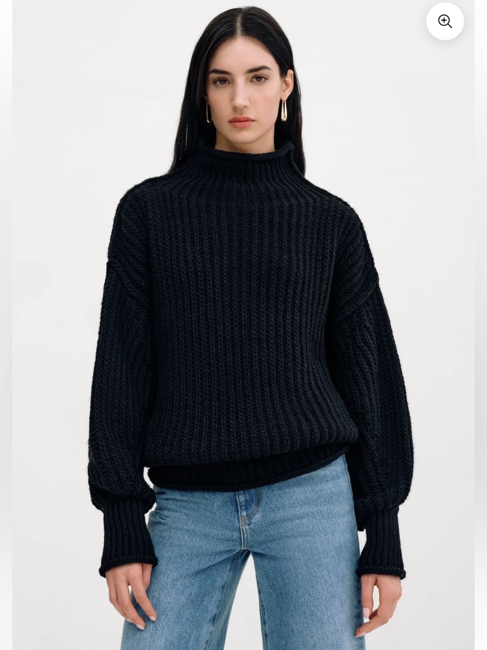Classic Black Ribbed Turtleneck Sweater